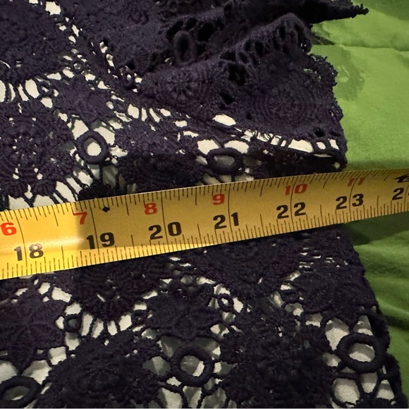 Vince Camuto Career Top Plus Size 2X Navy Blue Green Short Sleeve Crochet Cotton - Picture 5 of 5